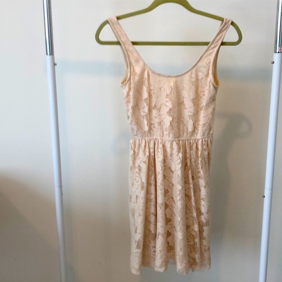 Zara A-Line Sleeveless Lace Dress in Cream sz S - Picture 1 of 6